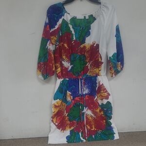 New York & Company Red and Blue 3/4 Sleeve Sundress